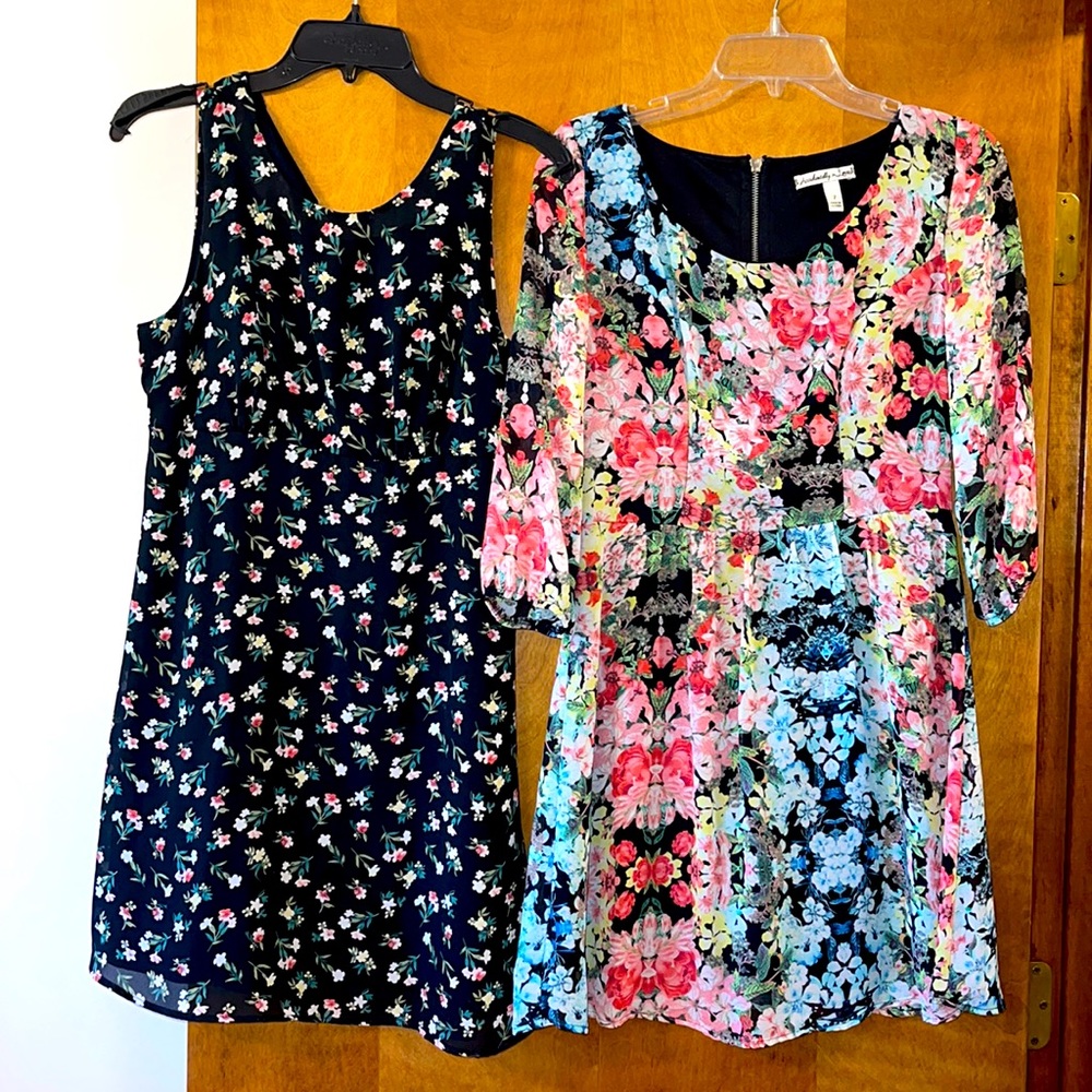 Two floral dresses.